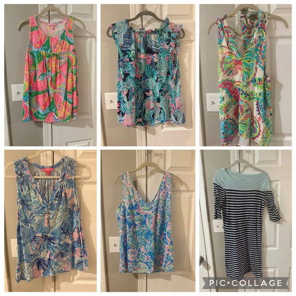 Lilly Pulitzer Dresses & Skirts - Lilly Pulitzer bundle of a dress and 5 tanks tops and shirts. All EUC. Size med